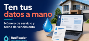 Consulta de una cuenta de agua con número de servicio y fecha de vencimiento.