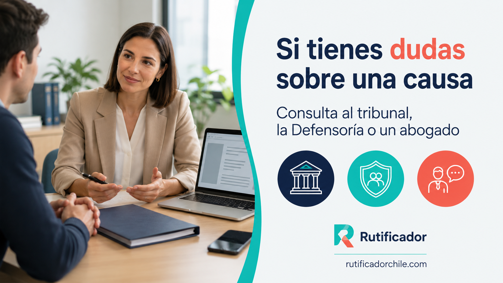 Persona consultando una posible causa ante el tribunal, la Defensoría o un abogado.