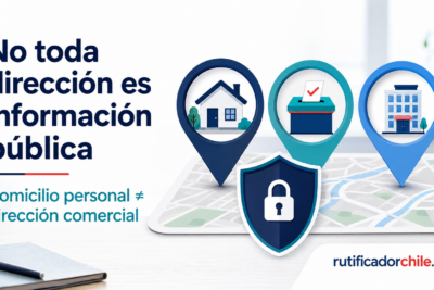 Diferencia entre domicilio personal, domicilio electoral y dirección comercial, con protección de privacidad.