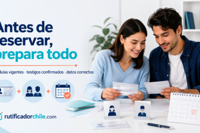 Documentos, testigos y calendario para preparar una ceremonia de matrimonio civil.
