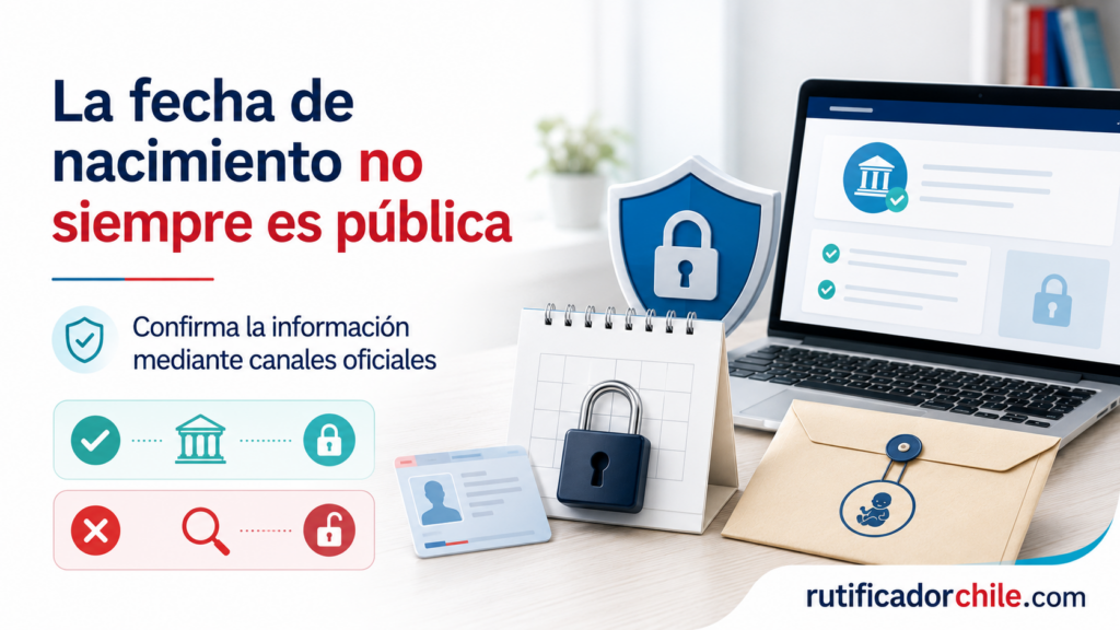 Protección de la fecha de nacimiento y consulta mediante canales oficiales en Chile.