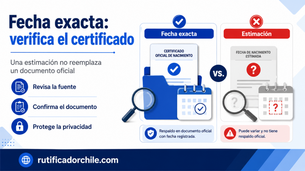 Diferencia entre una fecha de nacimiento estimada y una fecha exacta respaldada por un certificado oficial