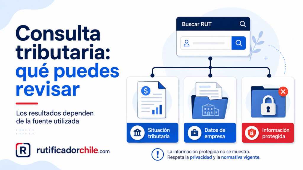 Información tributaria, datos empresariales y antecedentes protegidos que pueden aparecer al consultar un RUT