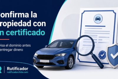 Certificado de propiedad y revisión del dominio de un vehículo antes de entregar dinero.